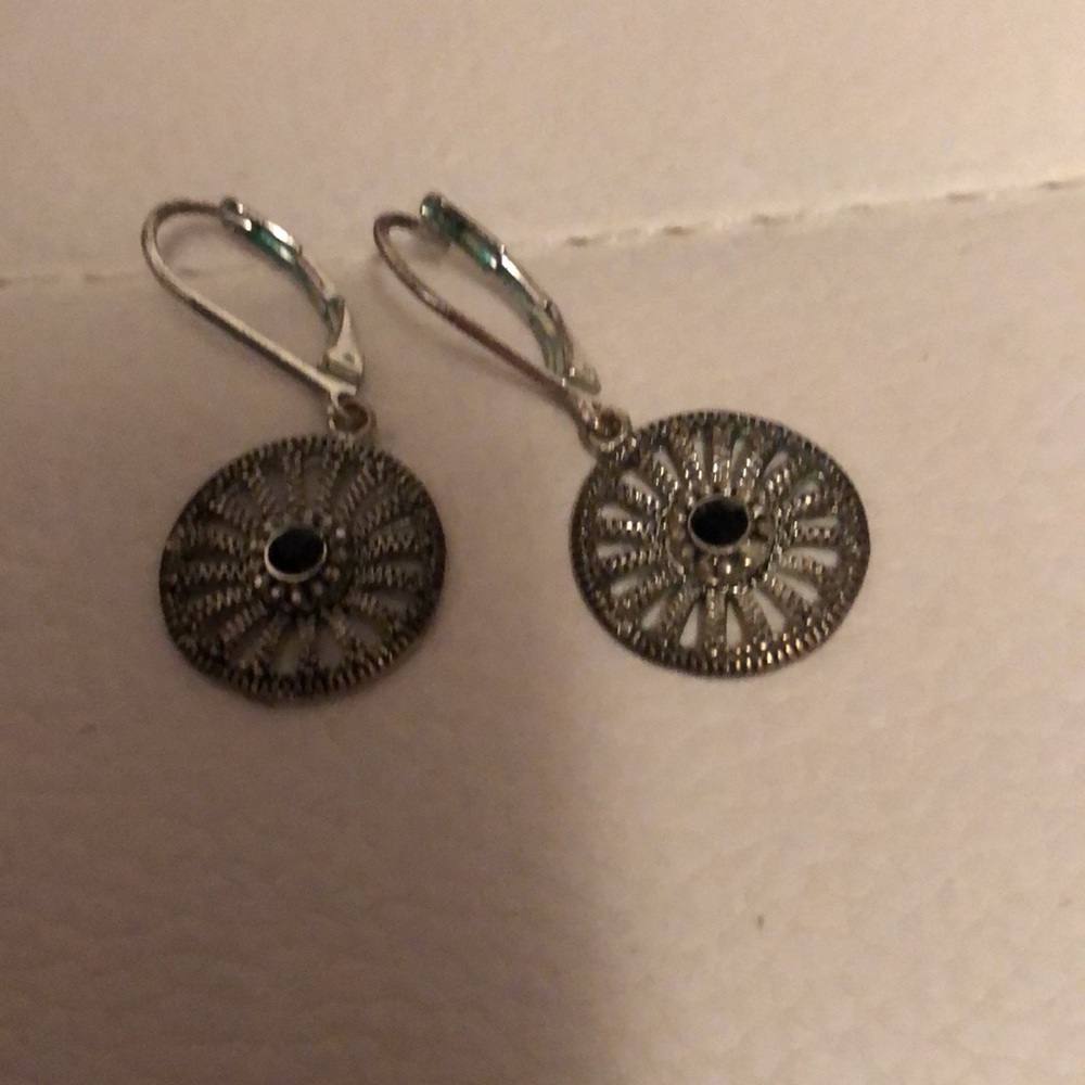 Vintage Elegant Gold and Black Dangle Earrings